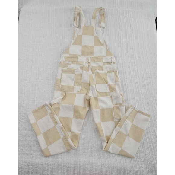 Forever 21 Men/Unisex Bib Overalls Size M (36x30) Beige White Color Block EUC - Picture 2 of 16